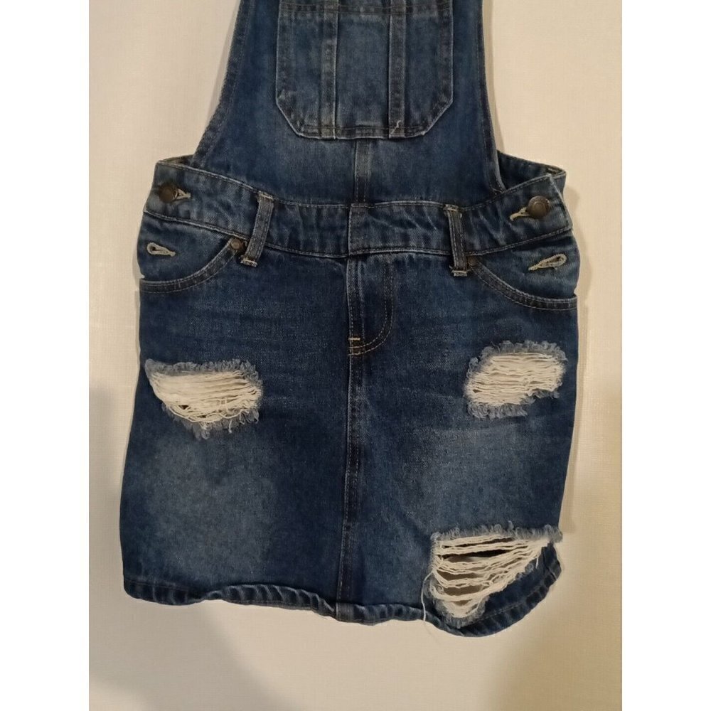 Blue Spice Bib Distressed Skirt Women's Size 5 Blue Denim Jeans - Picture 2 of 5